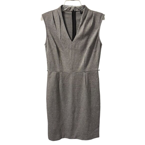 Ann Taylor Womens Houndstooth Sleeveless Sheath Dress With V-Neck & Back Zip Siz - Picture 1 of 12